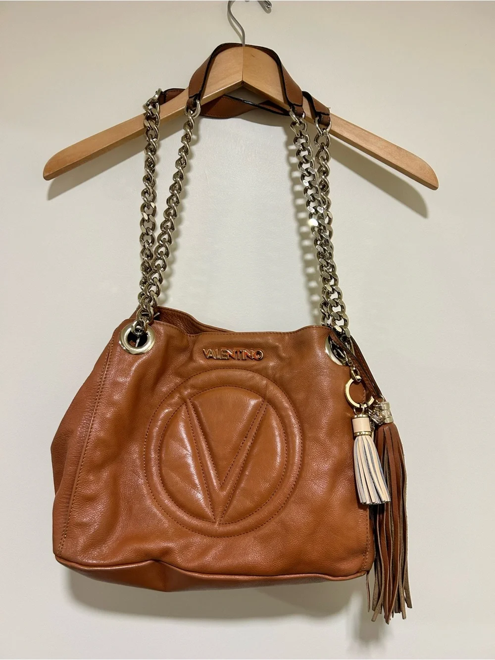 Valentino by Mario Valentino Luisa Italian Tan Brown Shoulder Bag